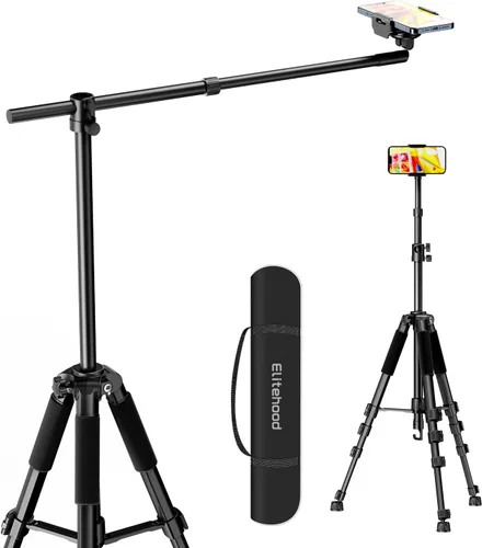 Vista 11 de Elitehood Trípode para iPhone para grabación de video aérea [resistente y ultraestable], brazo horizontal largo extensible de 25 pulgadas, soporte