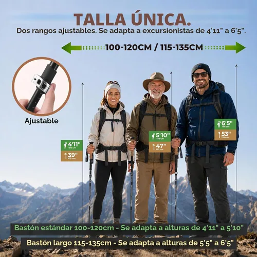 Vista 6 de Trekology Trek-Z Hiking Trekking Poles, Walking Stick for Men, Women, 2pc Corcho Negro