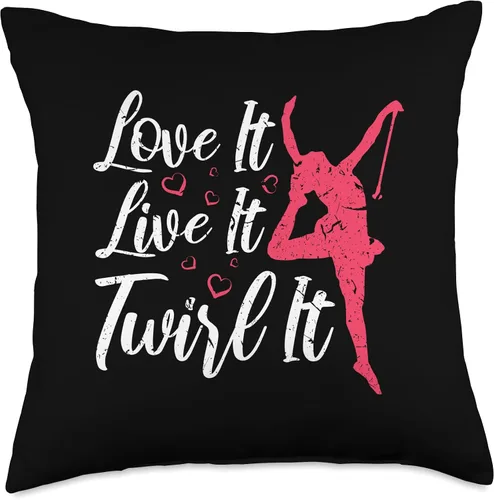 Vista 4 de Majorette Dance Graphics for Baton Twirler Baton - Almohada de 16 x 16 pulgadas, multicolor