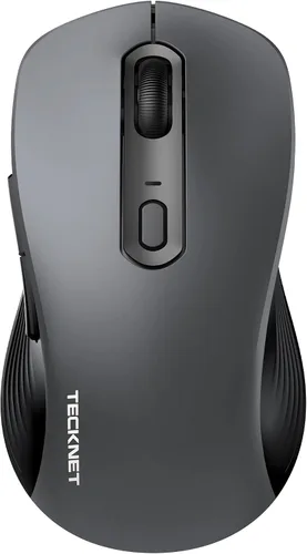 Vista 10 de TECKNET Ratón Bluetooth [USB + BT1 + BT2] Ratón inalámbrico para laptop, clic silencioso, diseño ergonómico, 4800 DPI Ratones de computadora