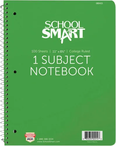 Vista 2 de School Smart Cuaderno de espiral no perforado de 1 materia, 100 hojas, 11 x 8-1/2 pulgadas