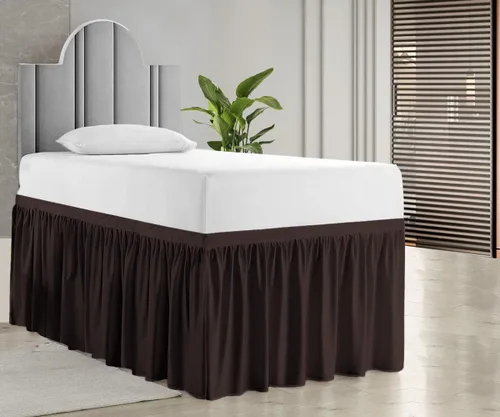 Vista 6 de Falda de cama de calidad de hotel de 800 hilos, 100% algodón con volantes, tamaño de 30 pulgadas, suave, extra larga, elástica, para dormitorio