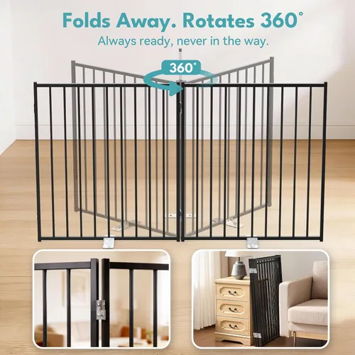 Vista 3 de No Pawblems - Puerta independiente para perros, valla plegable de 30 pulgadas de alto para interiores, extensión de puerta extra ancha para Blanco