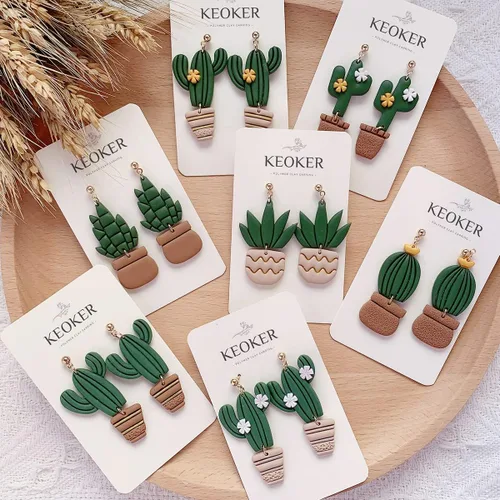 Vista 2 de KEOKER Cortadores de arcilla para joyas de arcilla polimérica, cortadores de arcilla polimérica de cactus para fabricación de joyas, 10 formas