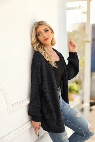 Vista 7 de PRETTYGARDEN Cárdigan de punto de manga larga para mujer, suéter de punto con frente abierto, suave, suelto, abrigo para exteriores