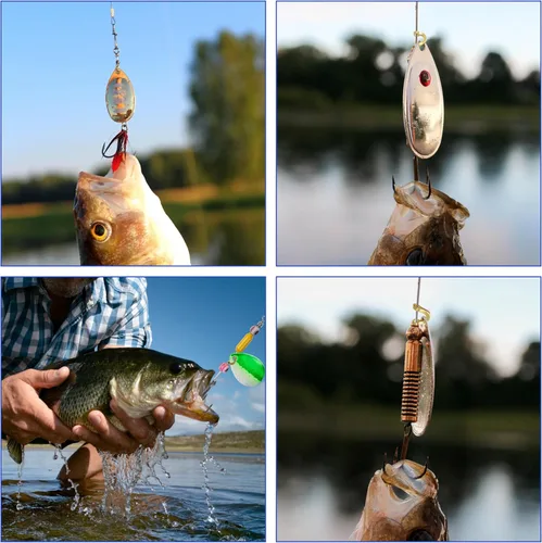 Vista 9 de Clevis de pesca Easy Spin Spinner Clevis, 120 piezas de eslabones de latón en forma de U, hoja giratoria para señuelo, cuchara de pesca, accesorios
