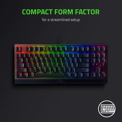 Vista 8 de Razer BlackWidow V3 Teclado mecánico para juegos sin llave interruptores mecánicos Razer - Iluminación Chroma RGB - Factor de forma compacto