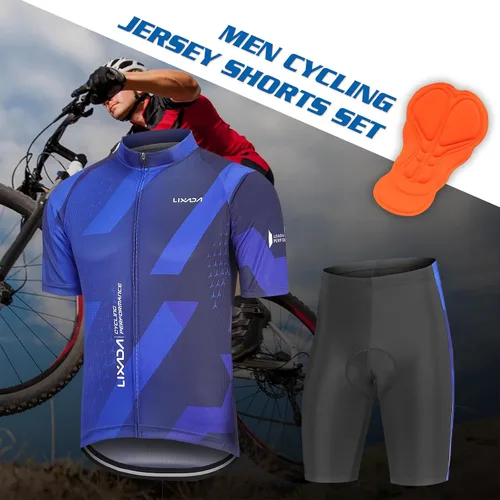 Vista 23 de Lixada Camiseta de ciclismo para hombre de manga corta con pantalones cortos acolchados de secado rápido para verano, ropa corta para bicicleta