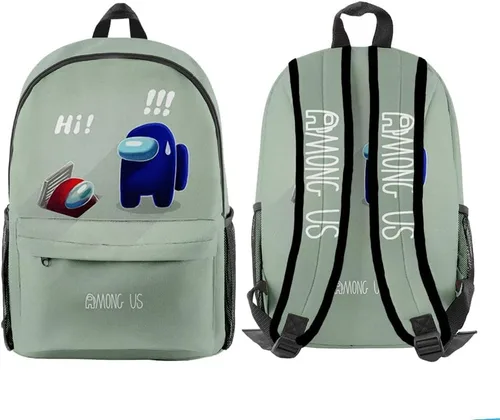 Vista 3 de Entre nosotros mochila de juego 3D impreso para niños bolsas escolares resistentes libro bolsas para niños y niñas Daypack, Azul claro, talla única