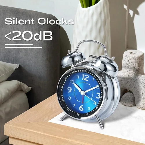 Vista 5 de AKCISOT - Reloj despertador de alarma fuerte para personas con sueño profundo, 11,43 cm de reloj analógico de campana doble de metal, funciona