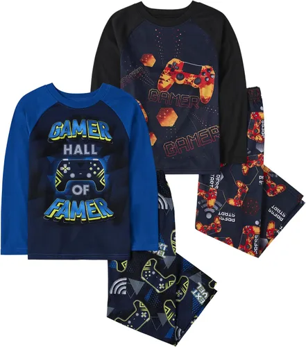 Vista 4 de The Children's Place - Conjunto de pijama de dos piezas con camisa de manga larga y pantalones para niño Manojo de desayuno