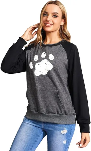 Vista 5 de Camiseta de manga larga para mujer, diseño de pata de cachorro