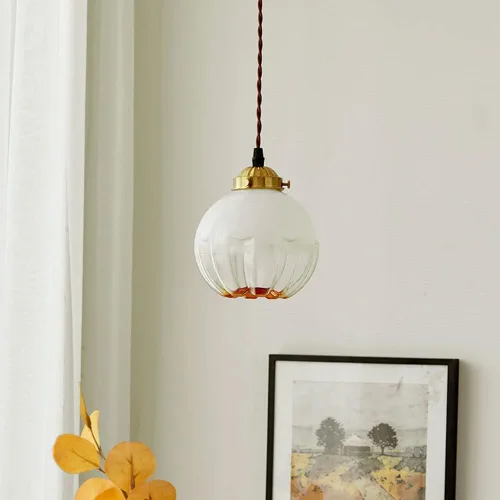 Vista 3 de Genérico Araña moderna, LED moderna lámpara de araña de estilo japonés esférico degradado de vidrio medieval retro flor brote en forma de rama sala