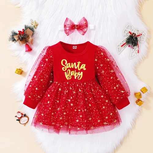Vista 2 de Vestido de Navidad de terciopelo para niñas pequeñas, vestido de Papá Noel, de manga larga, felpa, para fiesta de princesa, cosplay, vestido