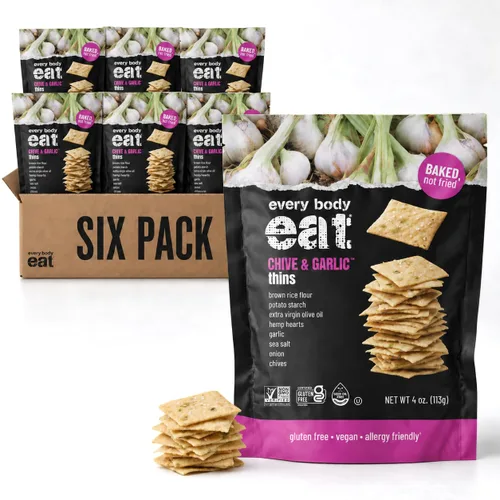 Vista 17 de Every Body Eat Snack Thins, sabor sin queso, vegano, sin gluten y sin lácteos (paquete de 6)
