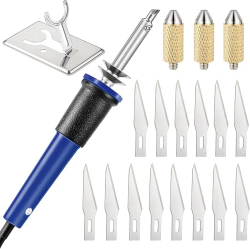 Vista 11 de Honoson - Herramienta de corte con cuchillo caliente eléctrico de 19 piezas, cortador de plantillas con cuchillo caliente multiusos con soporte