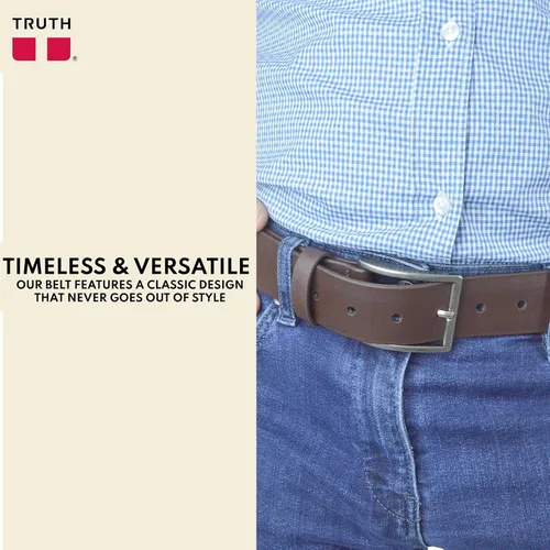 Vista 4 de Truth El cinturón vegano para hombre tiene un diseño clásico para cada ocasión, cinturones de trabajo perfectos para hombres, cinturones duraderos
