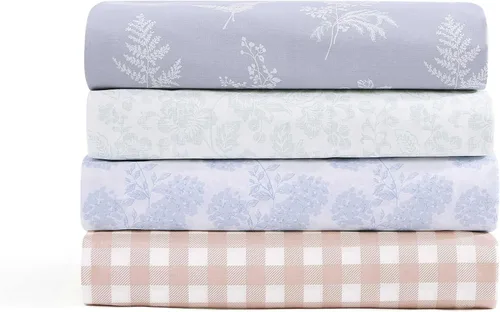 Vista 6 de Stone Cottage - Juego de sábanas, ropa de cama de percal de algodón crujiente y transpirable con funda de almohada a juego, 200 hilos, bolsillo