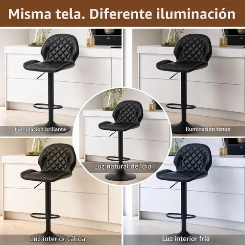 Vista 8 de FIRAVOE Juego de 2 taburetes giratorios modernos de altura de mostrador para bar en casa