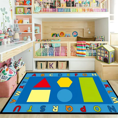 Vista 3 de Alfombras de área para niños, 3 x 4 pies, alfabeto, números y formas, alfombra de aprendizaje educativa para niños para sala de juegos, sala