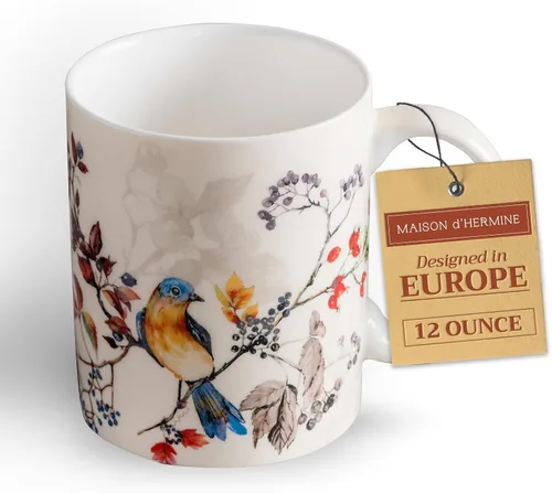 Vista 56 de Maison d' Hermine Taza de café con asas, tazas de porcelana fina de hueso, paquete de una taza de té para bebidas calientes, capuchino, latte