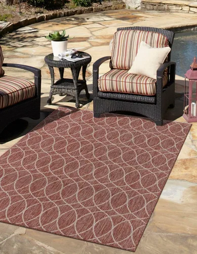 Vista 28 de Unique Loom Outdoor Trellis Collection - Alfombra de área (10 pies, redonda, verde/marfil)