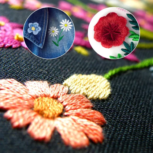Vista 3 de 72 estabilizadores solubles en agua, estabilizadores de costura a mano con patrón de flores y hojas preimpresas, papel de bordado floral de palo
