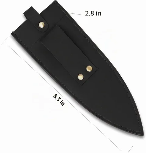 Vista 2 de Qchengsan Funda de cuero de vaca para cuchillos, protector de cuchillo de chef de 8 pulgadas, funda universal resistente para cuchillos o mangas