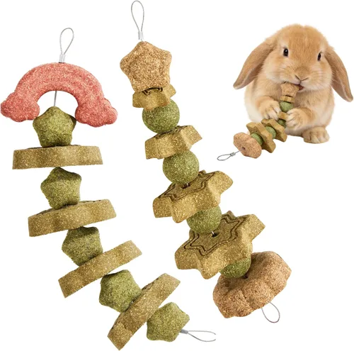 Vista 11 de Juguetes de conejillo de indias, paquete de 2 juguetes masticables de Juguetes masticables Timothy Heno Natural Treats Vegetales Moler los dientes