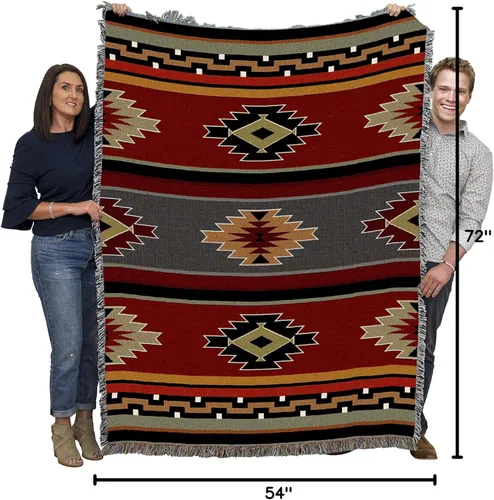 Vista 10 de Pure Country Weavers Manta Kaibab - Inspirada en los Nativos Americanos del Suroeste - Tapiz Decorativo de Regalo Tejido de Algodón - Hecho