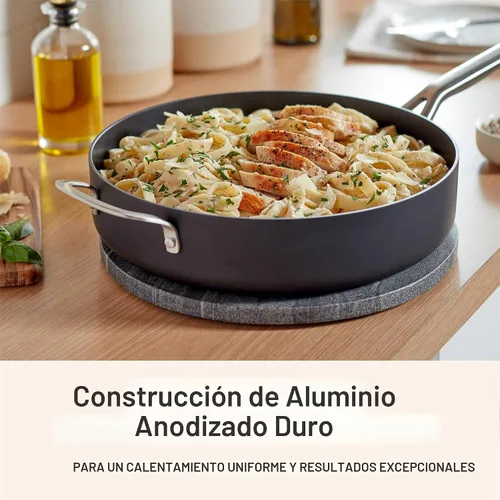 Vista 5 de Calphalon® - Sartén para saltear de 5 cuartos de galón, antiadherente y anodizada con tapa