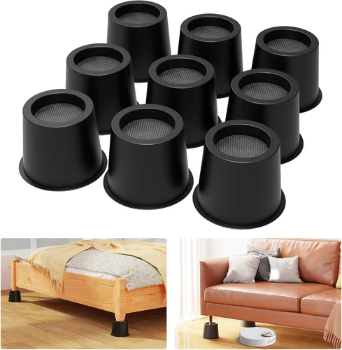 Vista 7 de Elevadores de cama de 4 pulgadas, resistentes, ajustables para cama, sofá, mesa, silla, soporta hasta 1500 libras (juego de 4, negro)
