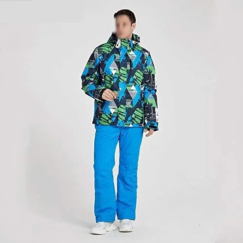 Vista 4 de NA Nuevo traje de esquí para hombre, resistente al viento, impermeable, grueso, chaqueta de snowboard para hombres y pantalones, abrigo y pantalones