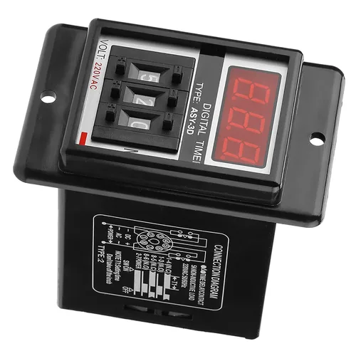 Vista 6 de Relé de retardo de tiempo, módulo controlador de retardo de temporizador AC 220V 0-199 minutos 8 pines ASY-3D en relé temporizador Pantalla digital