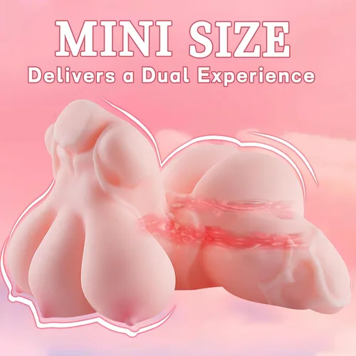 Vista 3 de Mini muñecas sexuales de 1.65 libras, juguete sexual masculino pequeño para hombres, torso masculino, 3 tetas de bolsillo, coño, juguetes sexuales