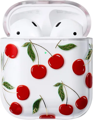 Vista 8 de AKABEILA Funda compatible con Apple Airpods 2, diseño de policarbonato duro, transparente, a prueba de golpes [LED frontal visible], funda