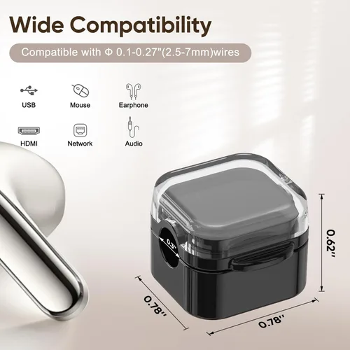 Vista 4 de Paquete de 9 soportes magnéticos para cables, clips magnéticos para cables de escritorio con adhesivo fuerte, organizador de cables para gestión