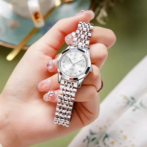 Vista 4 de OLEVS Reloj de pulsera para mujer, pequeño reloj de pulsera de acero inoxidable para mujer, reloj analógico de cuarzo para mujer