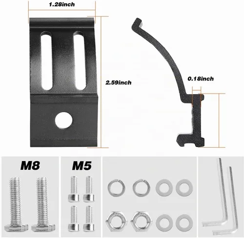 Vista 6 de Soportes de montaje de barra de luz LED, 2 piezas, kit de soporte de montaje inferior ajustable para luces LED de vaina, cubos, barra de luz