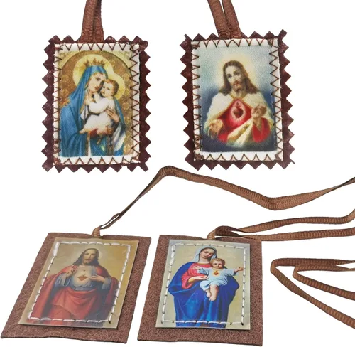 Vista 6 de Collar Católico Escapulario Nuestra Señora del Monte Carmelo para Mujer Escapulario Morado Escapulario Morado