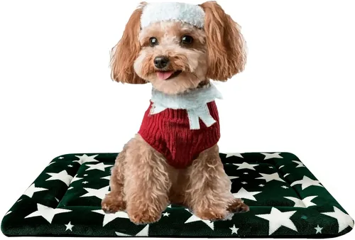 Vista 25 de Tapete de cama para perro, almohadilla reversible para jaula de perro con alfombrilla lavable y espuma suave, cama plana para mascotas para perros