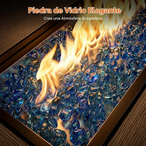 Vista 3 de 42 inch Propane Fire Pit Patio Outdoor Fire Pit Table Large Rectangular