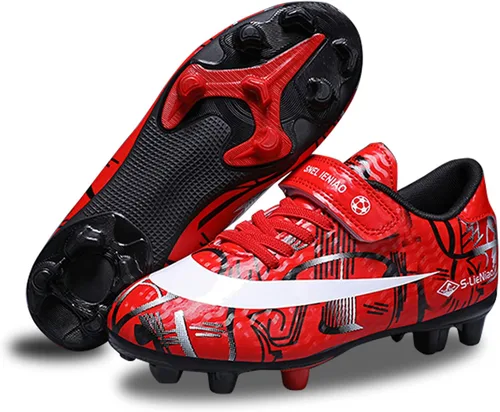 Vista 8 de ZVC Tacos de fútbol para niños y niñas, zapatos de fútbol para exteriores con suelo firme para jóvenes (niño pequeñoniño grande)