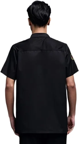 Vista 2 de Unisex Short Sleeve Chef Coat Kitchen Chef Uniform with Pocket Shirt Chef Jacket Food Restaurant Work Clothes