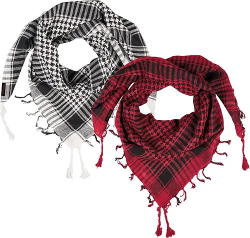 Vista 27 de LOVARZI Shemagh Cottons Arab Keffiyeh - Bufanda militar táctica para cabeza y cuello