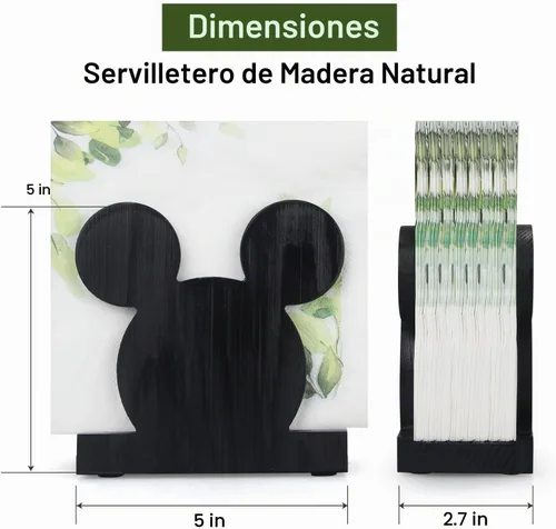 Vista 5 de Servilletero de madera negro para cocina, baño, accesorios de decoración de escritorio lindos Wood Napkins Holder for Table Party Office Cocktail