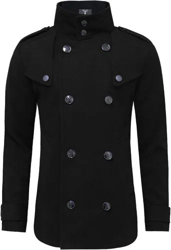 Vista 4 de TAM WARE Mens Classic Wool Double Breasted Pea Coat