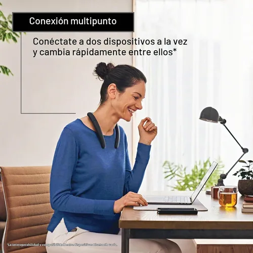 Vista 3 de Sony SRS-NB10 Altavoz Bluetooth con banda para el cuello inalámbrico, cómodo y ligero con tecnología para trabajar desde casa, micrófono