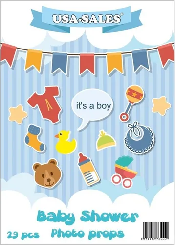 Vista 4 de Accesorios para cabina de fotos para baby shower, 29 piezas unidas al palo, no requiere bricolaje para niños, decoración de baby shower, cabina