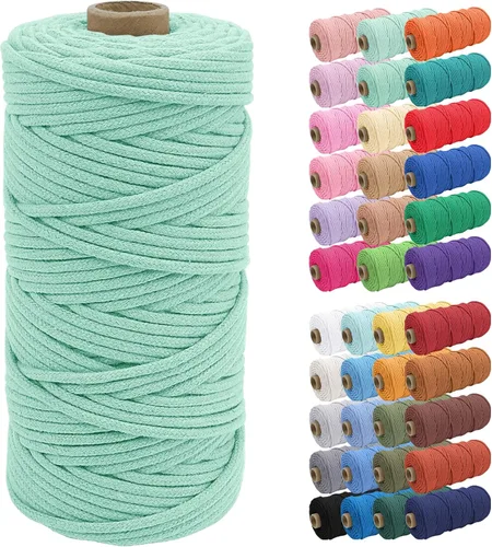 Vista 30 de JeogYong Cuerda de macramé de 0.157 in x 109 yardas, cuerda trenzada de algodón natural, cuerda de macramé para bolsas de ganchillo, colgar